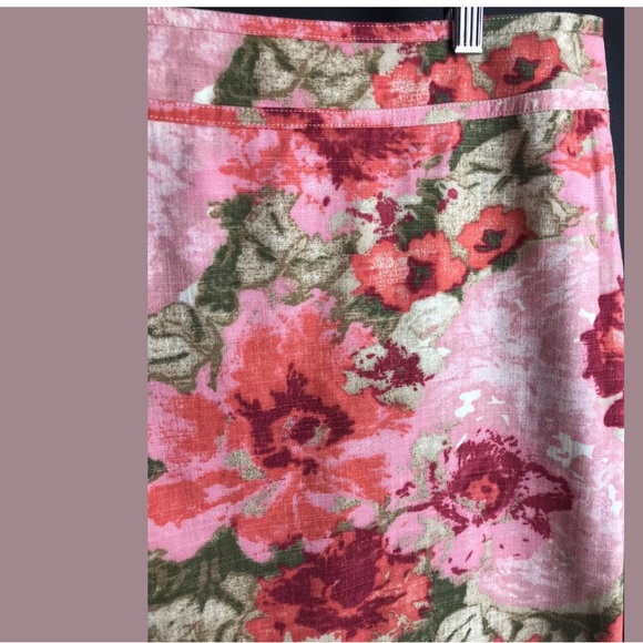 TALBOTS Garden Floral Straight Pencil Skirt pink green white flower abstract - Picture 2 of 6